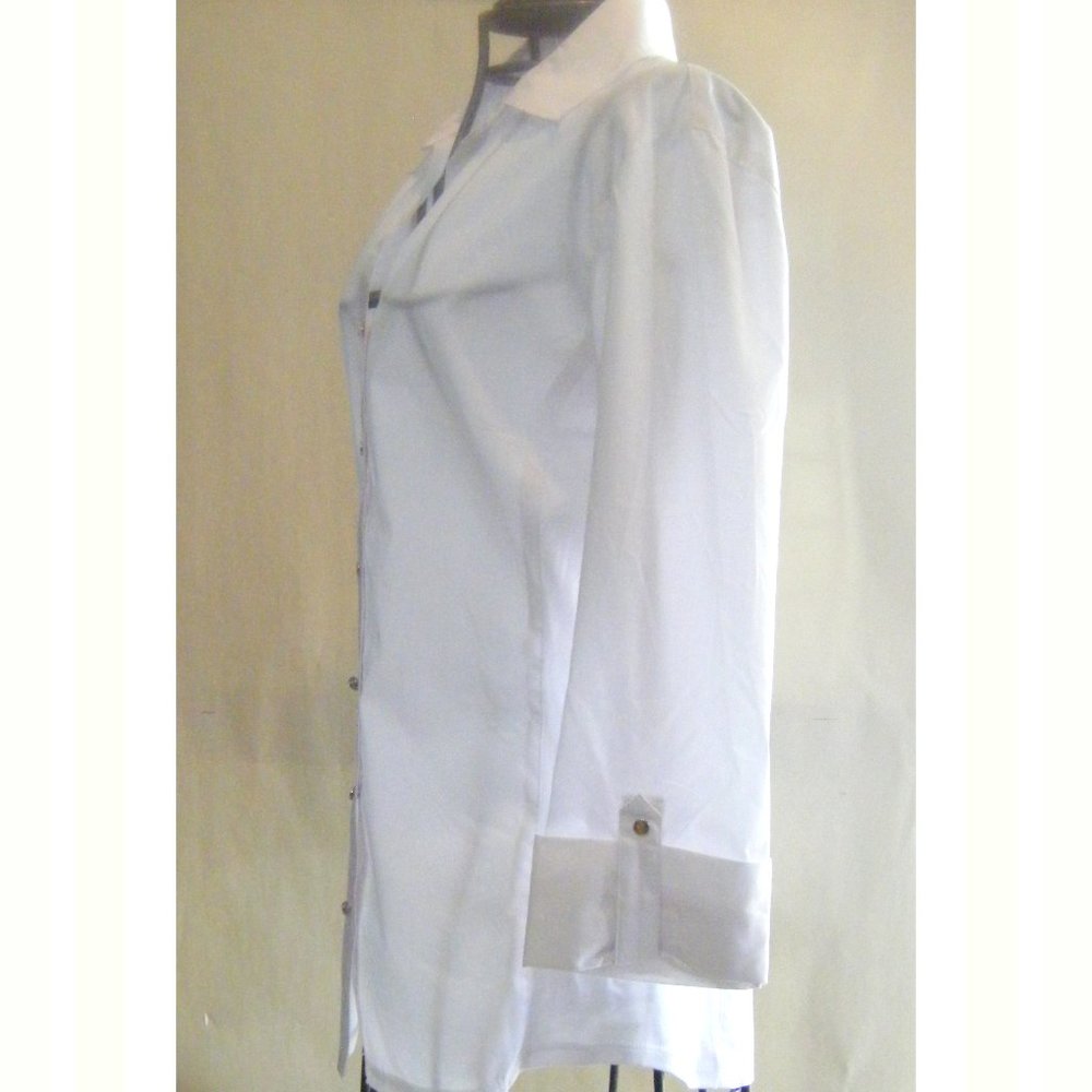 Classic Fitted White Button Front Blouse Size S - image 4